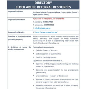 Elder abuse directory